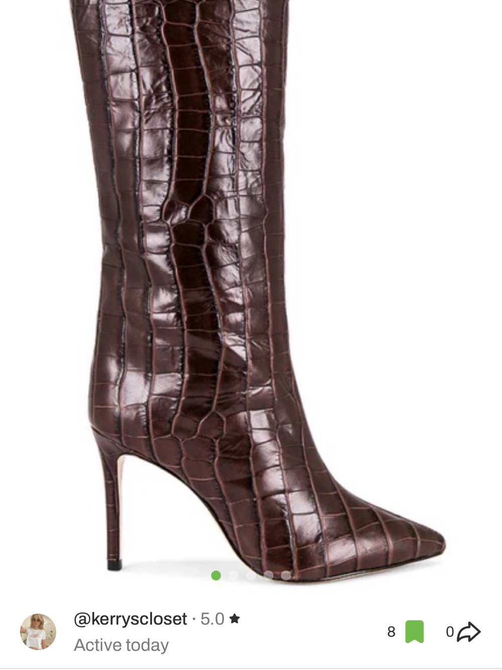 Croc-Embossed Stiletto Knee Boot – Dark Brown